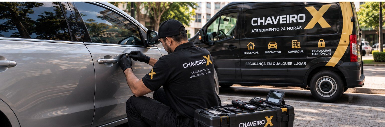 Técnico do Chaveiro X destravando porta de carro na Sumaré
